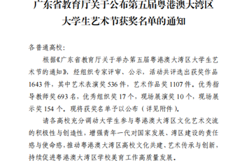 喜报！数字媒体与艺术学院（笃学书院）在第五届粤港澳大湾区大学生艺术节荣获12项佳绩