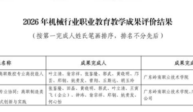 喜报！我校在2026年机械行业职业教育教学成果评价中喜获佳绩